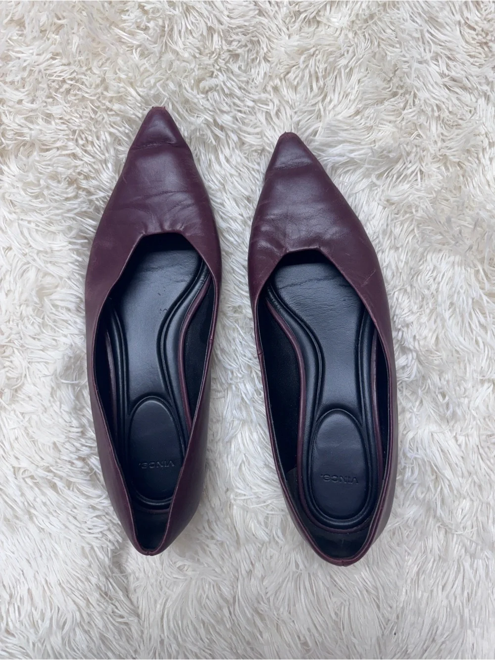 Vince ‘Isabel’ Pointed Toe Leather Flats - Women’s 8, Burgundy - Picture 5 of 8